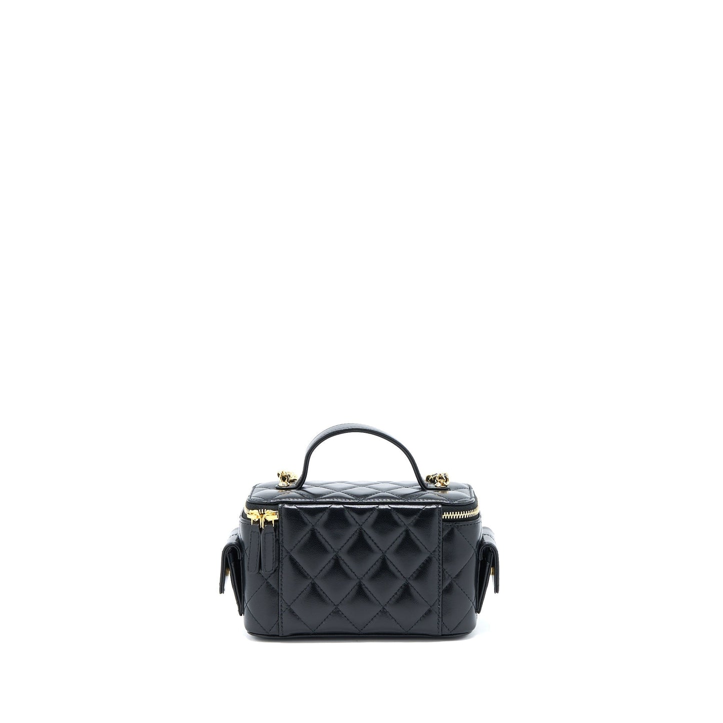 Chanel 22K Top Handle Pocket Long Vanity With Chain Black GHW