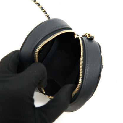 Chanel Top Handle Caviar Round Clutch with Chain Black GHW