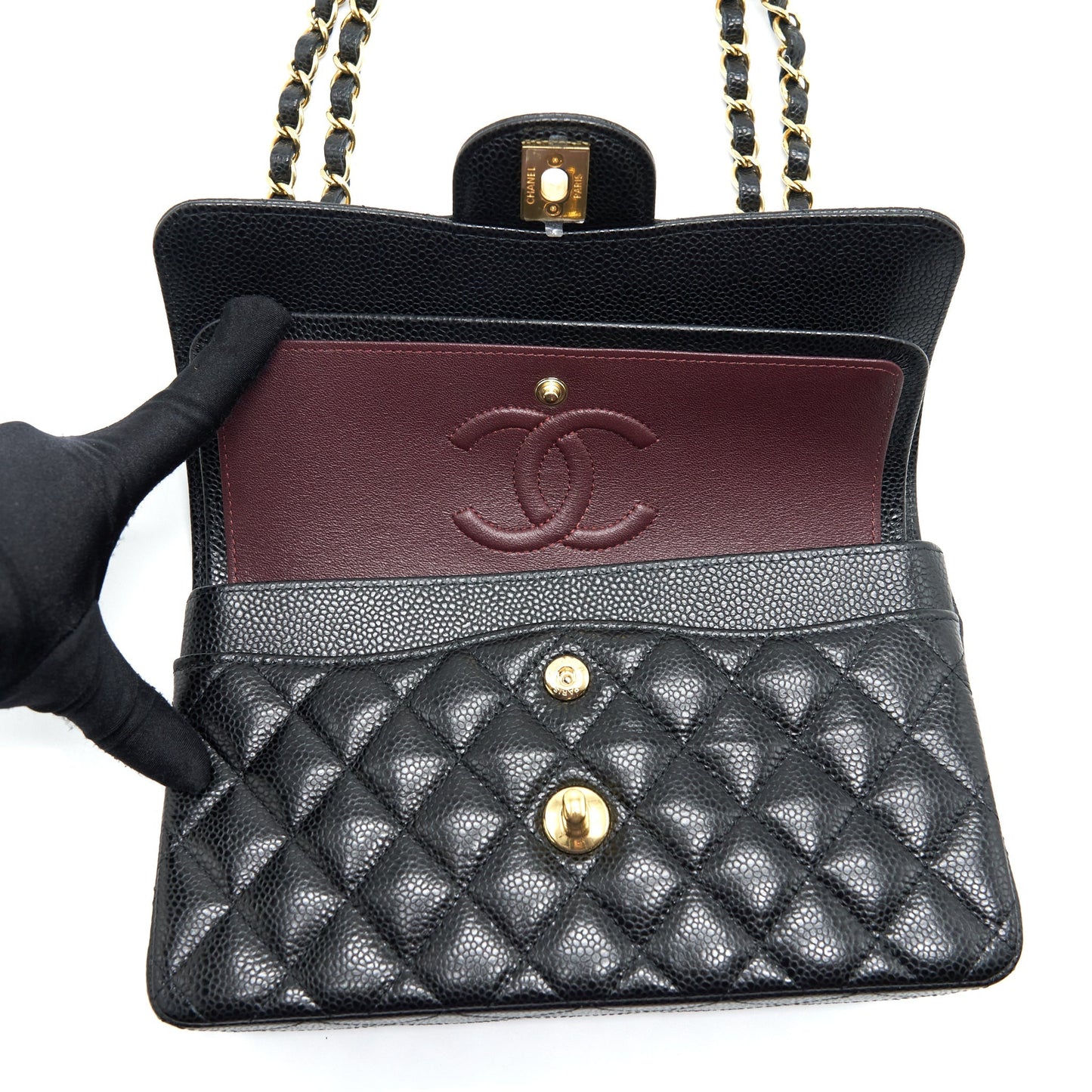 Chanel Small Classic Double Flap Bag Caviar Black GHW (Microchip)