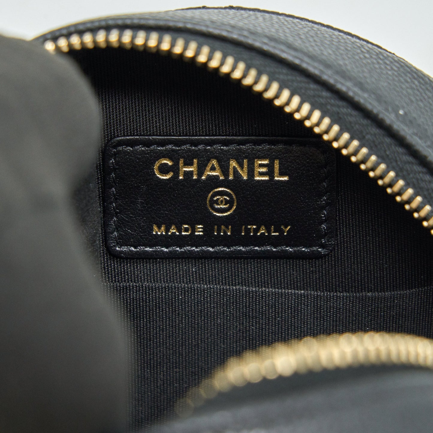 Chanel Top Handle Caviar Round Clutch with Chain Black GHW