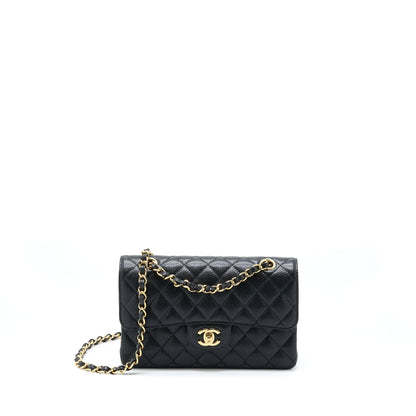 Chanel Small Classic Flap Bag Caviar Black GHW(Microchip)