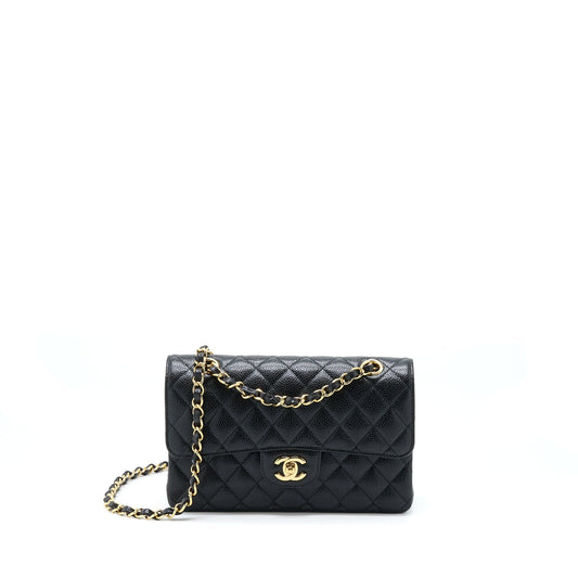 Chanel Small Classic Flap Bag Caviar Black GHW(Microchip)