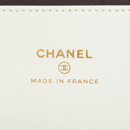 Chanel Quilted Clutch Bag Lambskin White LGHW