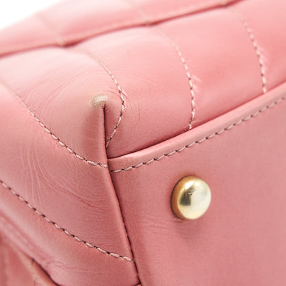 Chanel Small Coco Handle Chevron Calfskin With Lizard Handle Pink GHW