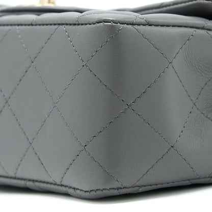 Chanel 22A Mini Rectangular Flap Bag Lambskin Grey LGHW (Microchip)