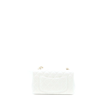 Chanel Classic Mini Rectangular Flap Bag Calfskin Iridescent White LGHW