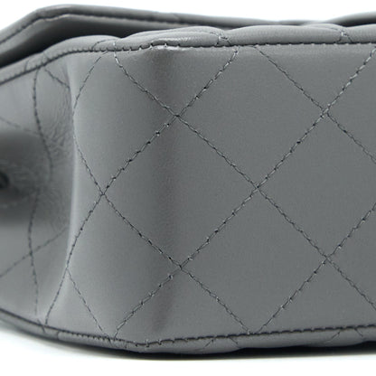 Chanel 22A Mini Rectangular Flap Bag Lambskin Grey LGHW (Microchip)