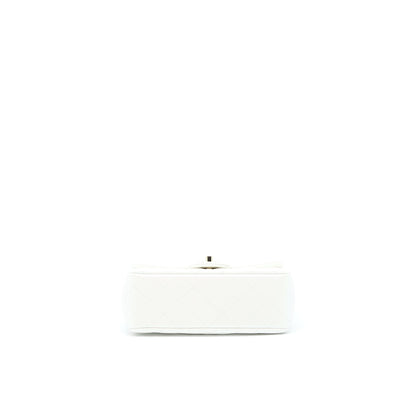 Chanel Classic Mini Rectangular Flap Bag Calfskin Iridescent White LGHW