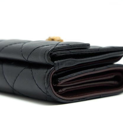 Chanel 2.55 Small Compact Wallet Black GHW