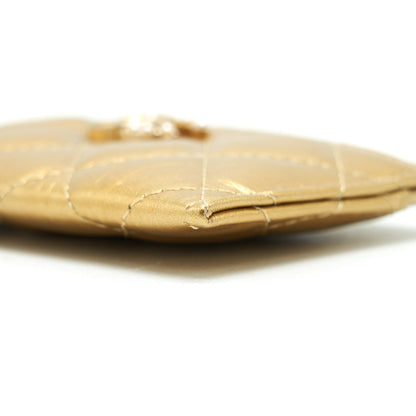 Chanel Quilted Card Holder Lambskin Gold Colour with Gold and Pearl CC Logo