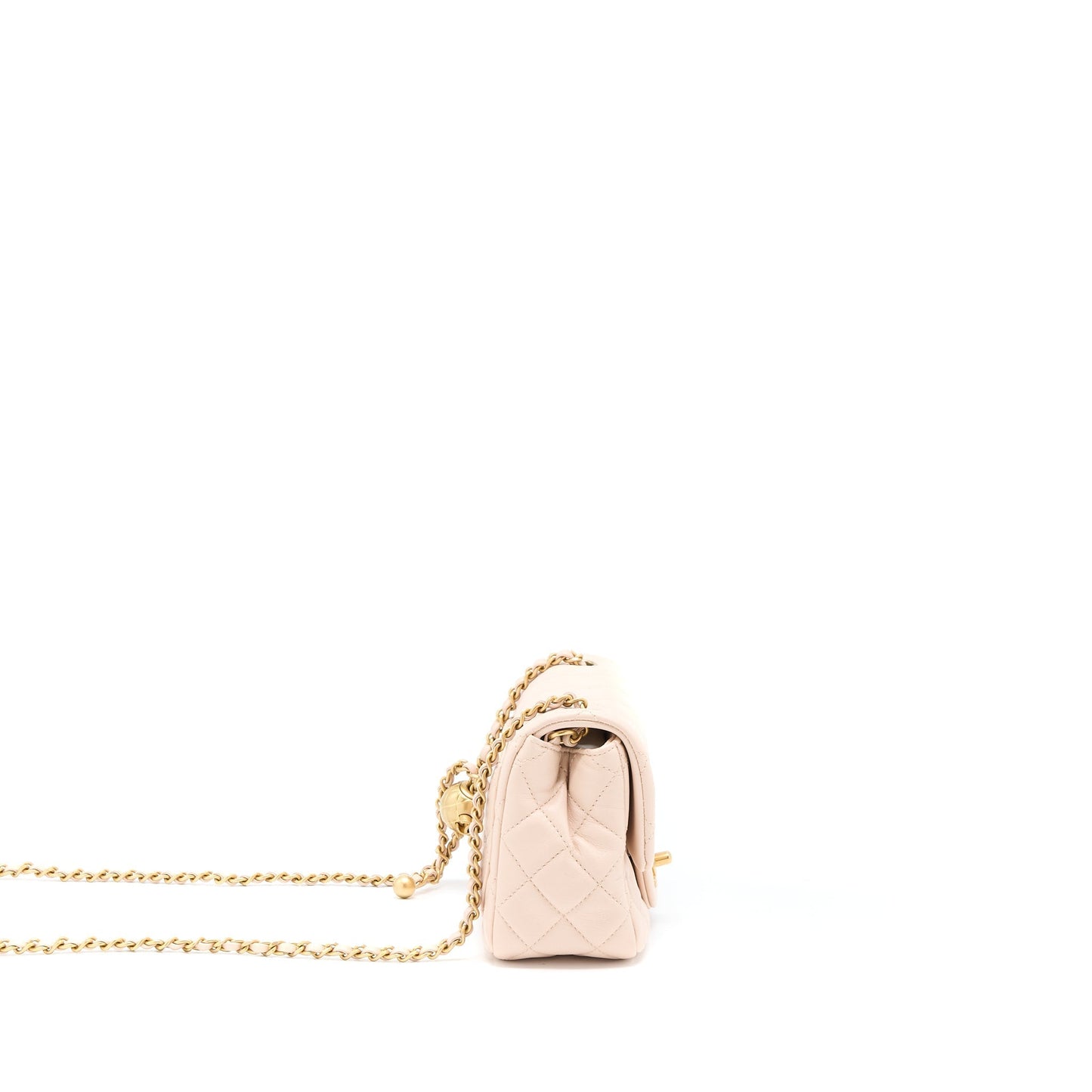 Chanel Pearl Crush Mini Square Lambskin Light Beige Brushed GHW(Microchip)