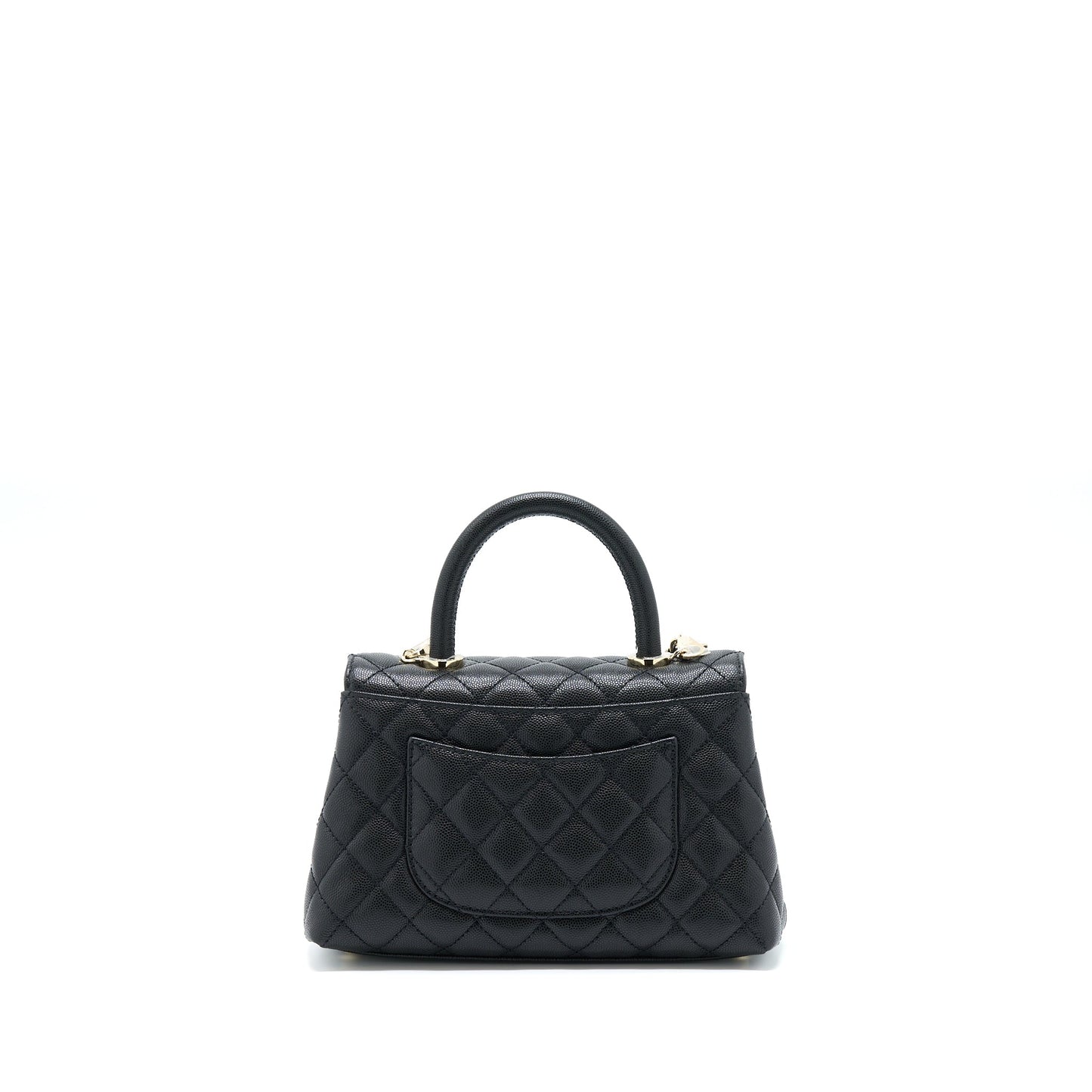 Chanel Small Coco Handle Caviar Black LGHW (Microchip)