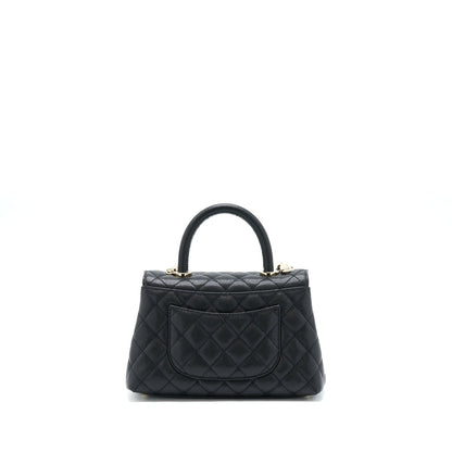 Chanel Small Coco Handle Caviar Black LGHW (Microchip)