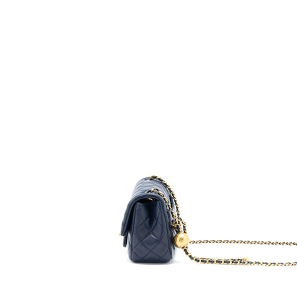 Chanel Pearl Crush Mini Square Lambskin Navy Brushed GHW