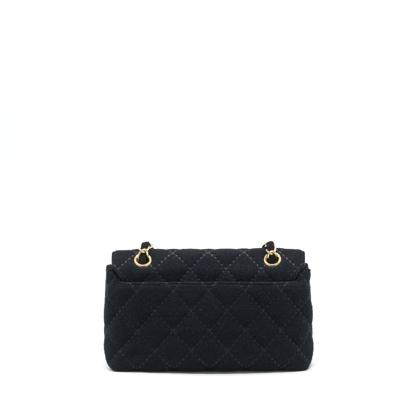 Chanel Vintage Shoulder Bag fabric Black GHW With An Extra Bag Charm