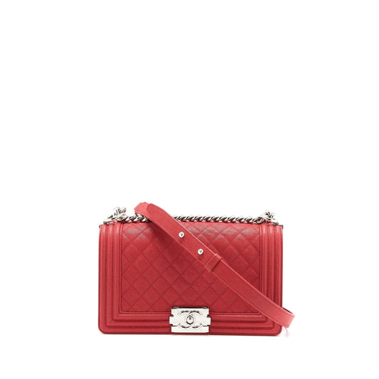 Chanel Medium Boy Bag Caviar Red SHW