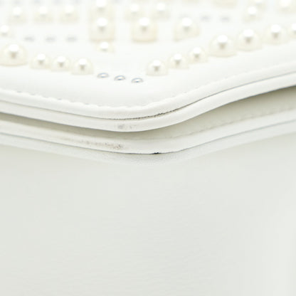 Chanel Medium Boy Bag Chevron Limited Lambskin With Pearl White SHW