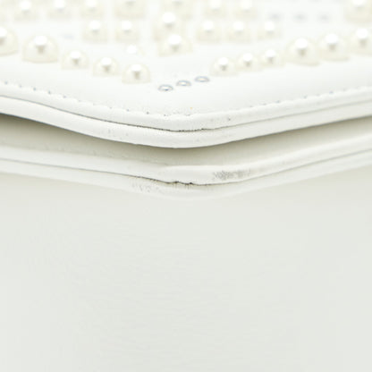 Chanel Medium Boy Bag Chevron Limited Lambskin With Pearl White SHW