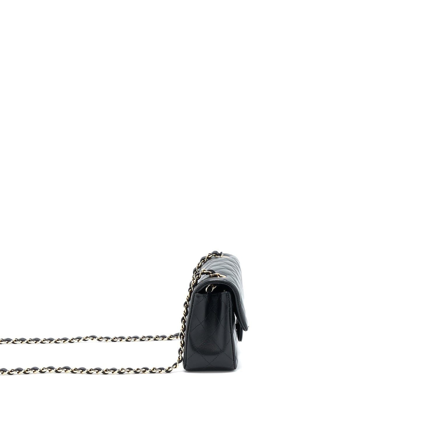 Chanel Mini Rectangular Flap Bag Lambskin Black LGHW (Microchip)