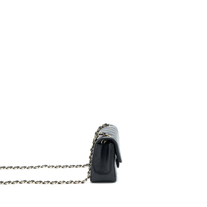 Chanel Mini Rectangular Flap Bag Lambskin Black LGHW (Microchip)
