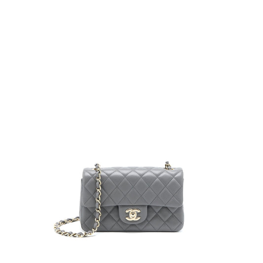 Chanel 22A Mini Rectangular Lambskin Grey LGHW(Microchip)