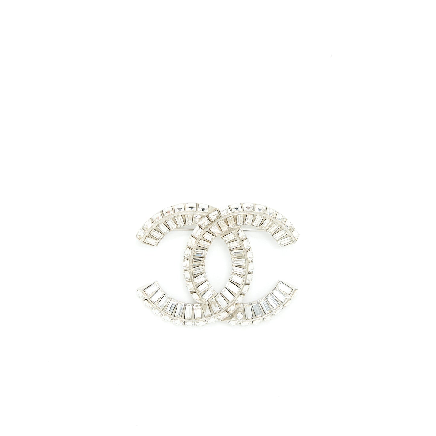 Chanel Metal And Strass Brooch Silver Tone