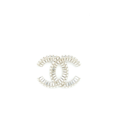 Chanel Metal And Strass Brooch Silver Tone