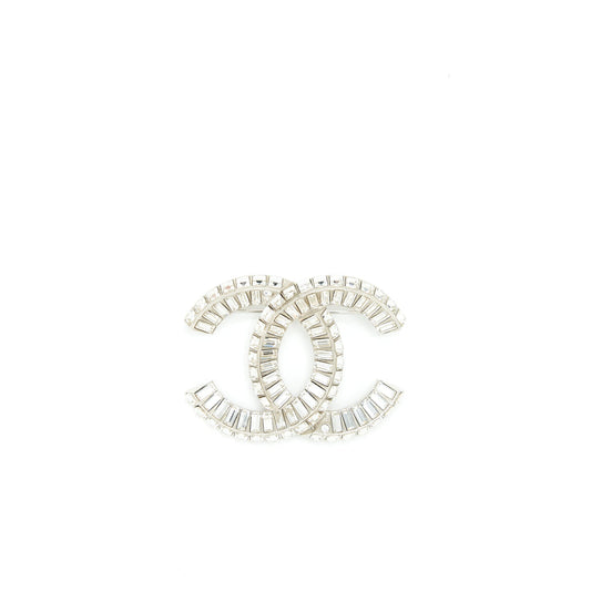 Chanel Metal And Strass Brooch Silver Tone