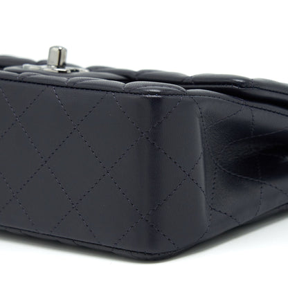 Chanel Mini Rectangular Lambskin Dark Purple Black Hardware