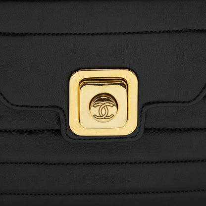 Chanel Vintage Kelly Flap Bag With Long Strap Black 24k GHW