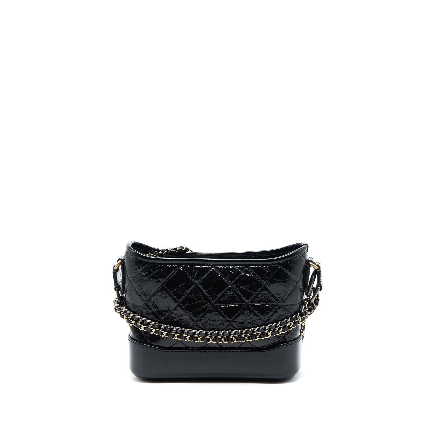 Chanel Small Gabrielle Hobo Bag Shiny Calfskin Black Multicolour Hardware