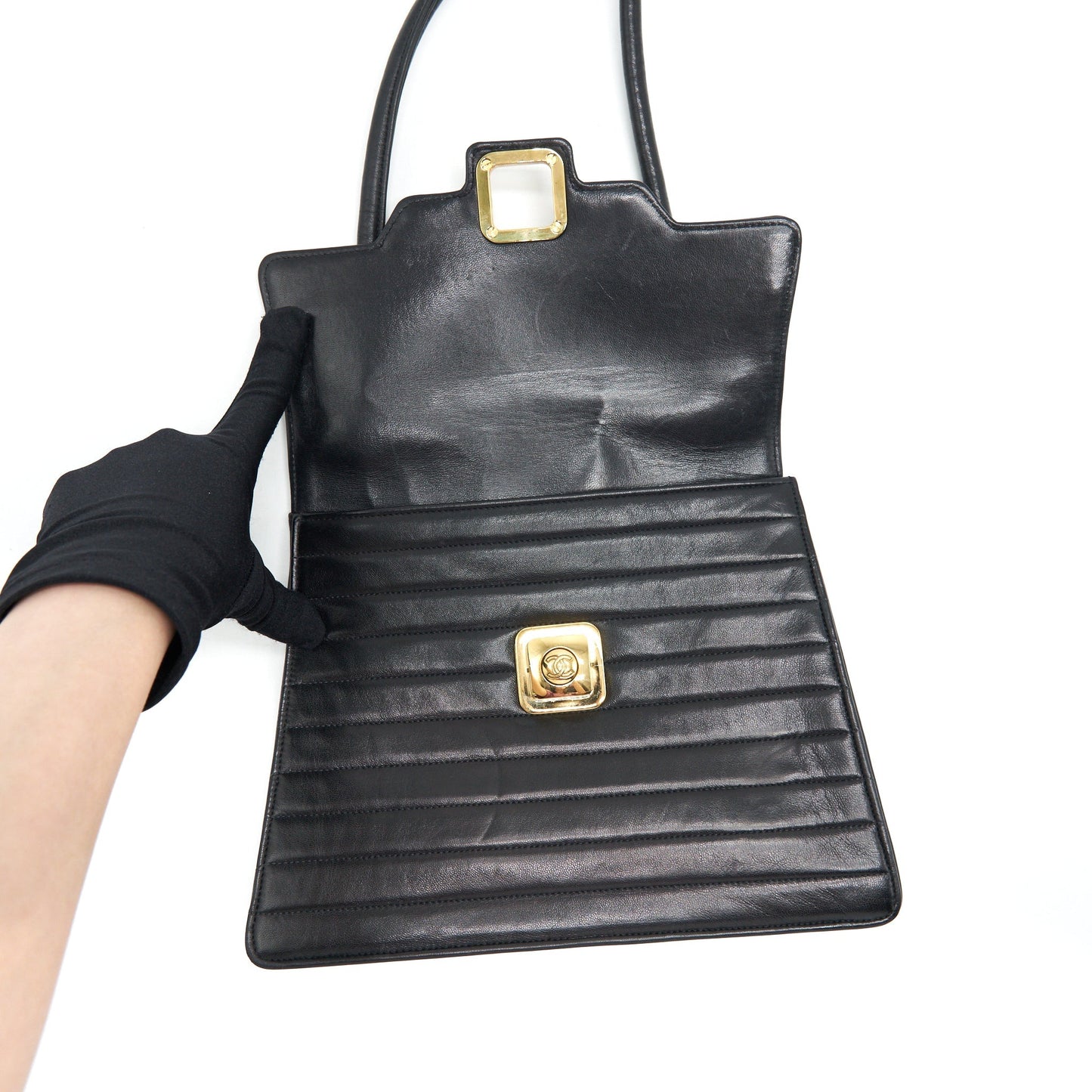 Chanel Vintage Kelly Flap Bag With Long Strap Black 24k GHW
