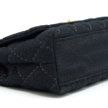 Chanel Vintage Shoulder Bag fabric Black GHW With An Extra Bag Charm