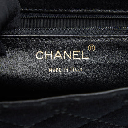 Chanel Vintage Shoulder Bag fabric Black GHW With An Extra Bag Charm