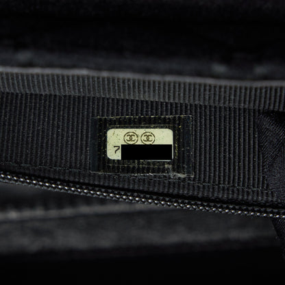 Chanel Vintage Shoulder Bag fabric Black GHW With An Extra Bag Charm