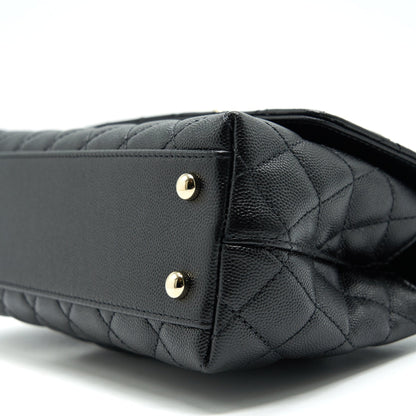 Chanel 21K Small (old mini) 24cm Cocohandle Black Caviar LGHW (microchip)