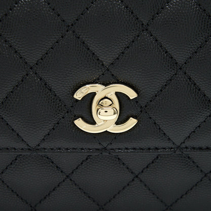Chanel 21K Small (old mini) 24cm Cocohandle Black Caviar LGHW (microchip)