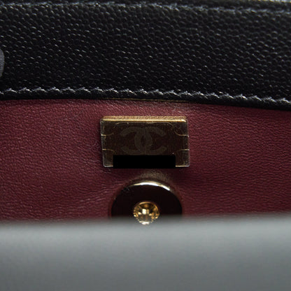 Chanel 21K Small (old mini) 24cm Cocohandle Black Caviar LGHW (microchip)