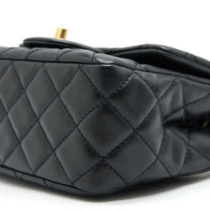 Chanel 21B Pearl Crush Mini Square Flap Bag Black GHW