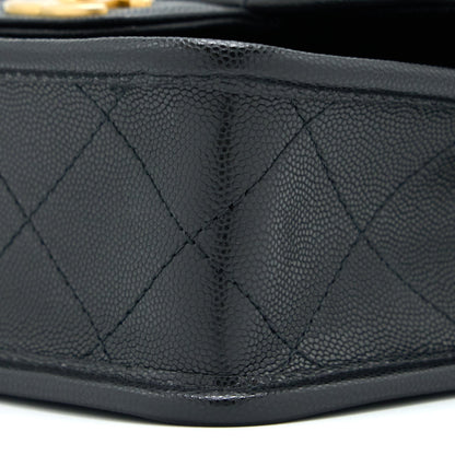 Chanel 22K Top Handle Messenger Bag Caviar Black Brushed GHW(Microchip)