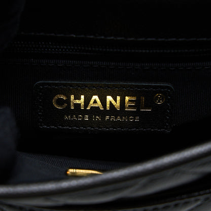Chanel 22K Top Handle Messenger Bag Caviar Black Brushed GHW(Microchip)