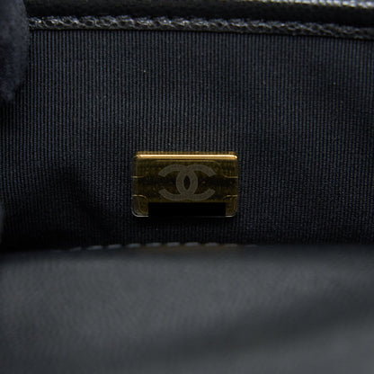 Chanel 22K Top Handle Messenger Bag Caviar Black Brushed GHW(Microchip)