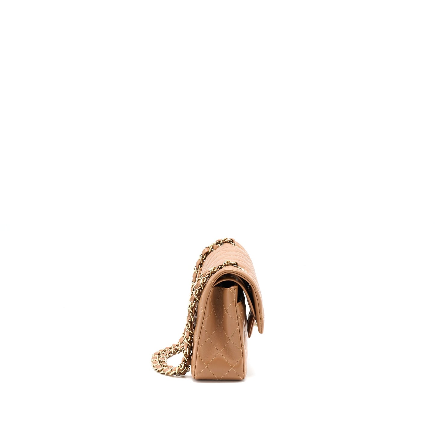 Chanel 22S Small Classic Flap Bag Lambskin Caramel LGHW(Microchip)