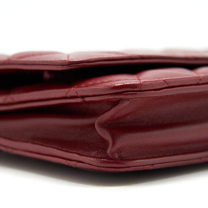 Chanel Classic Wallet On Chain Lambskin Dark Red SHW
