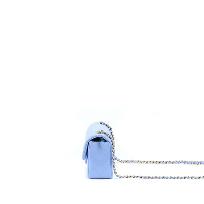 Chanel Mini Rectangular Flap Bag Lambskin Blue LGHW