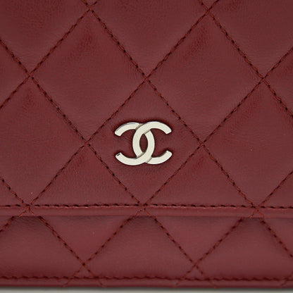 Chanel Classic Wallet On Chain Lambskin Dark Red SHW