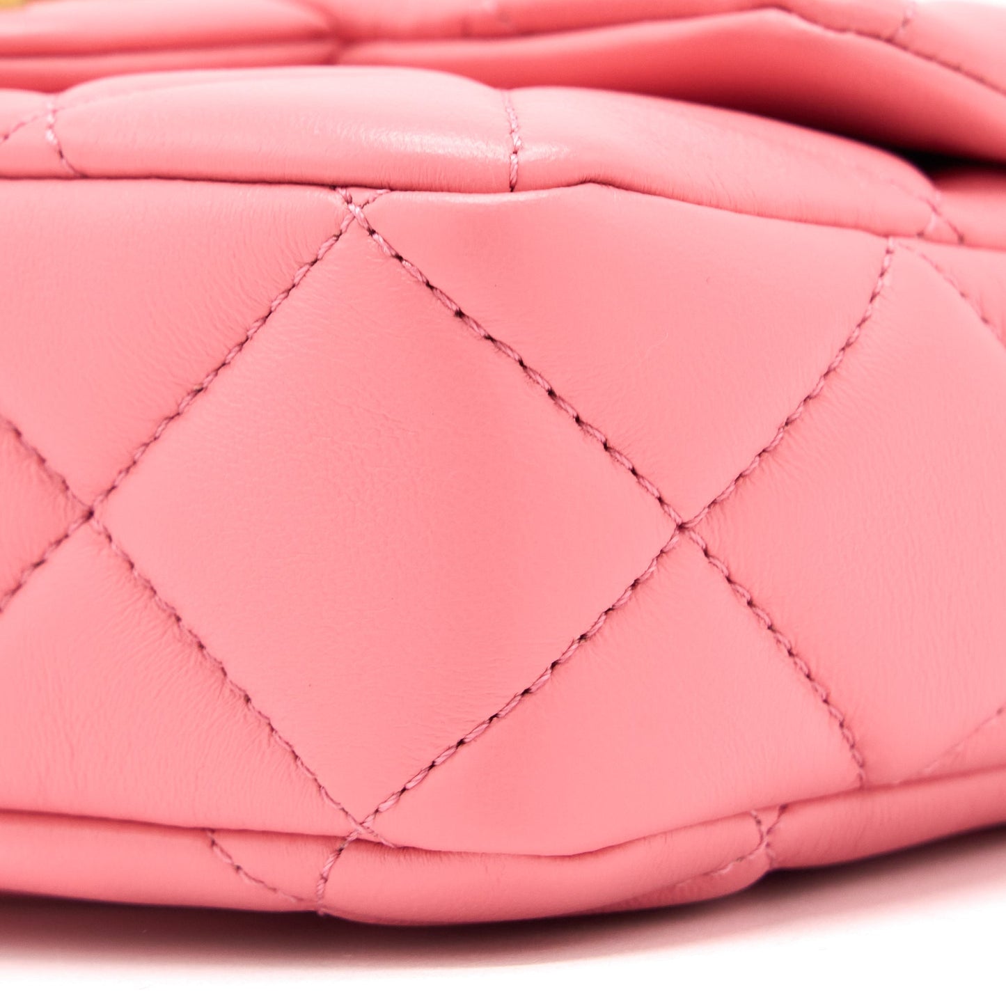 Chanel 22P Mini Square Flap Bag Lambskin Pink With Enamel And Gold Hardware (Microchip)