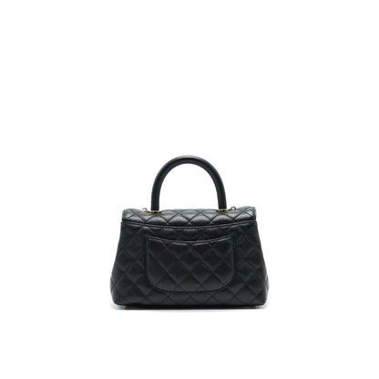 Chanel 21K Small (old mini) 24cm Cocohandle Black Caviar LGHW (microchip)