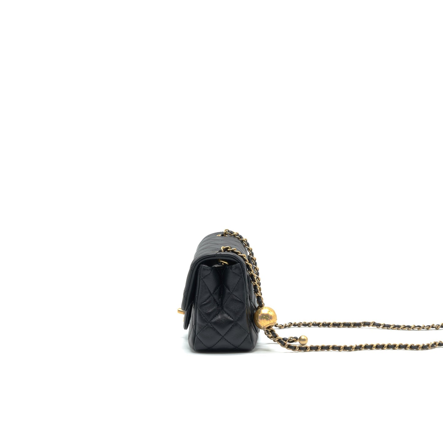 Chanel 21B pearl crush Square mini flap Bag black GHW (new version with microchip)