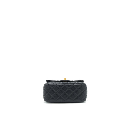 Chanel 21B Pearl Crush Mini Square Flap Bag Black GHW